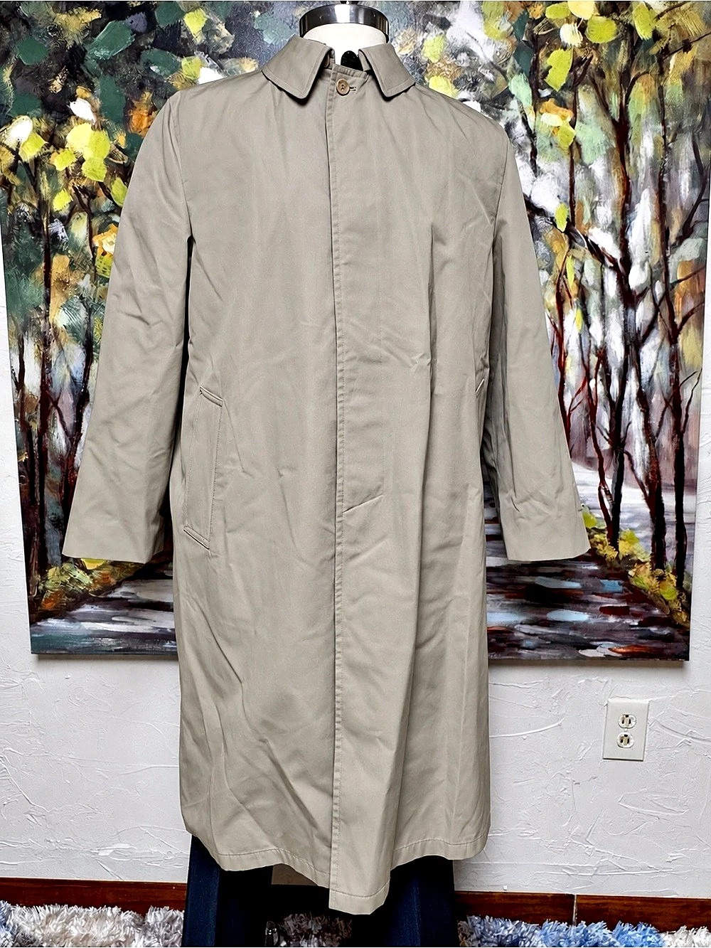 Vintage Oleg Cassini Weather Ready Trench Coat Men’s 44 Long Tan Removable Liner